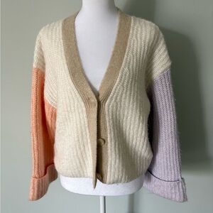 Mango Women's Cream, Orange, and Purple Cardigan